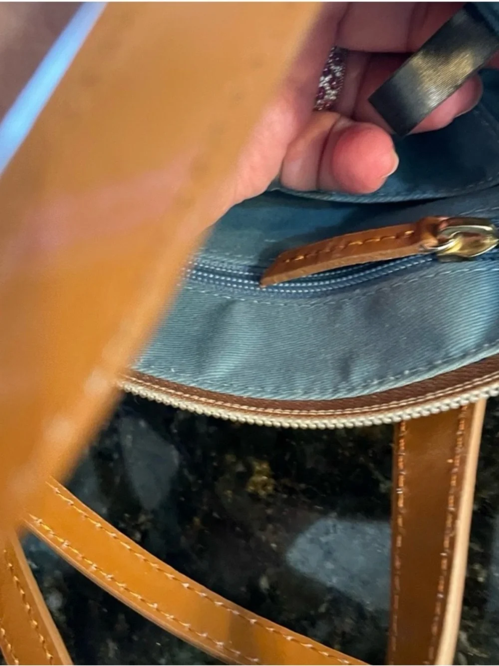 Dooney & Bourke Mini Cognac Patent Leather Crossbody Satchel 10” x 8”